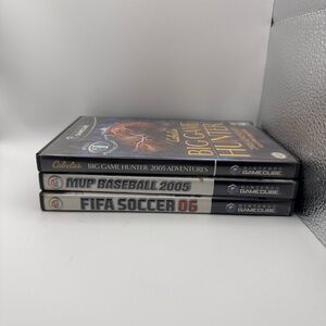 GameCube Sports Game Lot 3 FIFA MVP Baseball Big Game Hunter